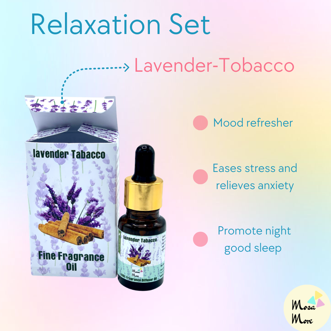Relaxation Mood 3 Essential Oil Wellness Set, Lavender Tabacco, Rosemary and Sandalwood