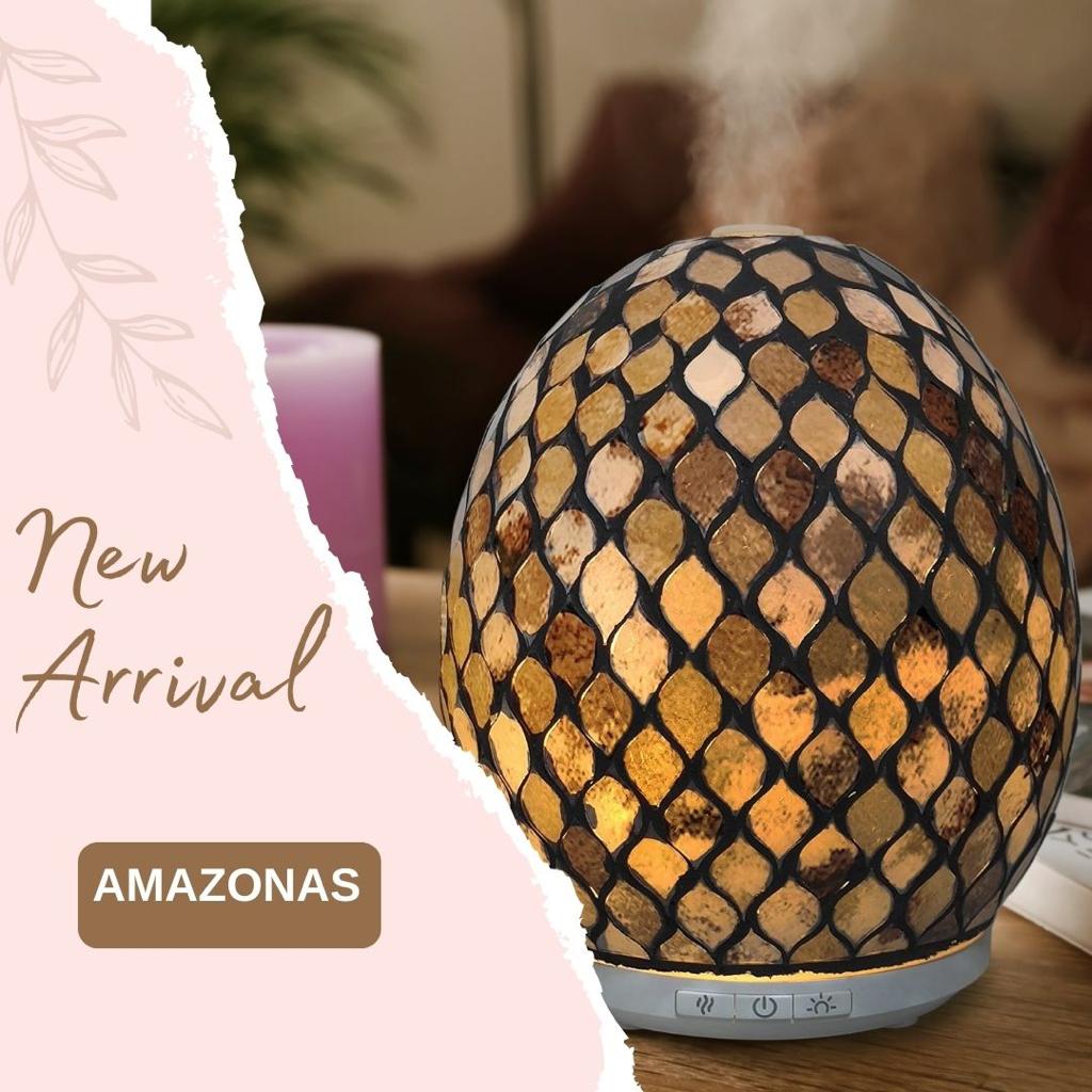 AMAZONAS Ultrasonic Cool Mist Essential Oil Diffuser 250ml Handmade Mosaic Glass