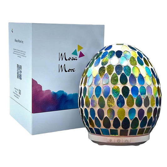 BLUEDROP DESIGN Ultrasonic Cool Mist Essential Oil Diffuser 250ml Handmade Mosaic Glass